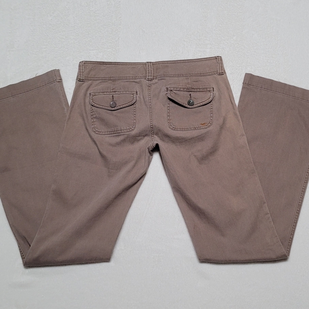 Hollister Surf Company Stretch Vintage 90s Taupe Low Rise Flared Pants Trousers - Picture 6 of 9